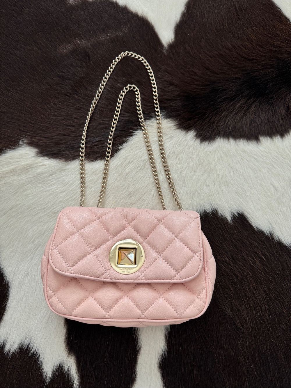 Kate Spade Gold Coast Christy Ballet Slipper Pink Quilted Leather Shoulder Bag
